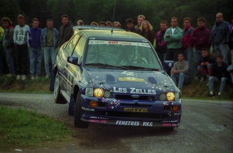 Mauffrey-Sauvage sur Ford Escort Cosworth au rallye Alsace-Vosges 1993