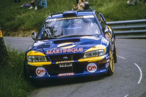 Simon-Boyere sur Subaru Impreza au rallye Alsace-Vosges 2000